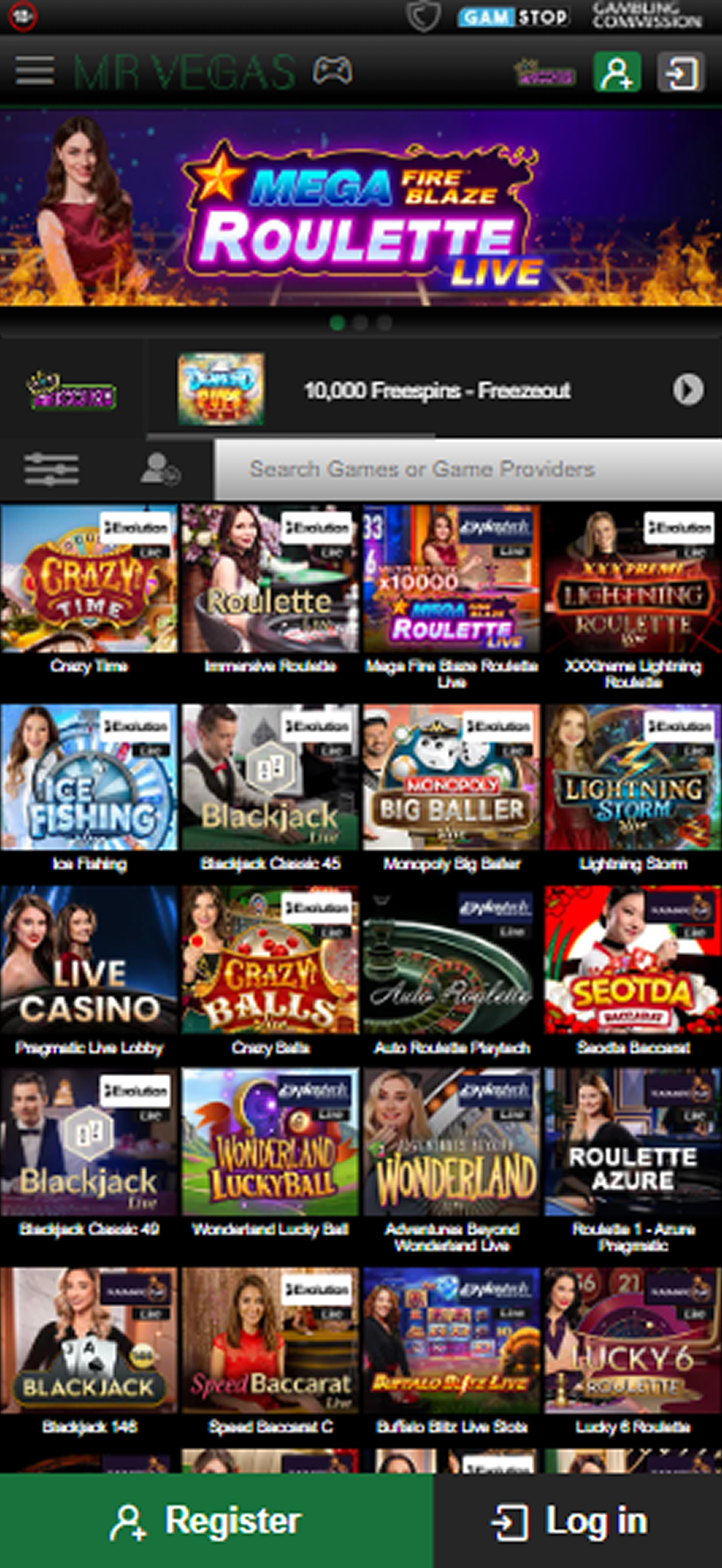 Mr Vegas Casino mobile lobby